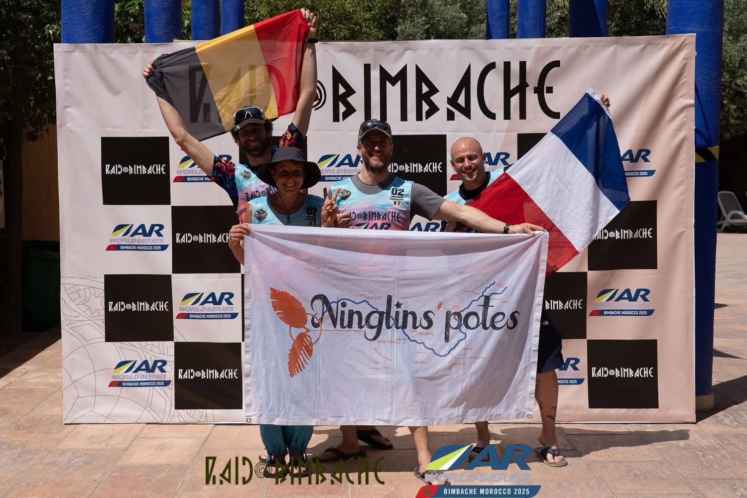 Équipe Ninglins’ potes sur le podium du Raid Bimbache Extreme, ARWS Maroc